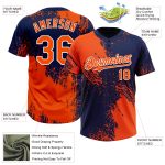Personalized Orange Navy-White 3D Pattern Abstract Brush Stroke Two-Button Unisex Softball Jersey Team Custom Name and Number