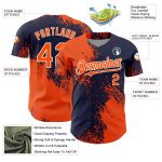 Personalized Orange Navy-White 3D Pattern Design Abstract Brush Stroke Authentic Baseball Jersey Team Custom Name and Number