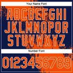 Personalized Orange Navy-White 3D Pattern Design Abstract Brush Stroke Performance T-Shirt Team Custom Name and Number