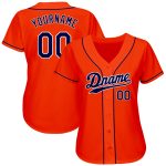 Personalized Orange Navy-White Authentic Baseball Jersey