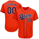 Personalized Orange Navy-White Authentic Baseball Jersey