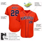 Personalized Orange Navy-White Authentic Baseball Jersey Team Custom Name and Number