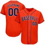 Personalized Orange Navy-White Authentic Baseball Jersey Team Custom Name and Number