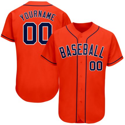 Personalized Orange Navy-White Authentic Baseball Jersey Team Custom Name and Number