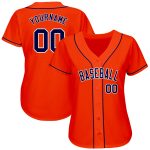 Personalized Orange Navy-White Authentic Baseball Jersey Team Custom Name and Number