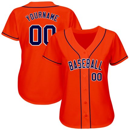 Personalized Orange Navy-White Authentic Baseball Jersey Team Custom Name and Number