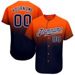 Personalized Orange Navy-White Authentic Fade Fashion Baseball Jersey Team Custom Name and Number