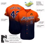 Personalized Orange Navy-White Authentic Fade Fashion Baseball Jersey Team Custom Name and Number