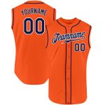 Personalized Orange Navy-White Authentic Sleeveless Baseball Jersey Team Custom Name and Number