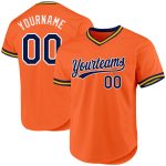 Personalized Orange Navy-White Authentic Throwback Baseball Jersey Team Custom Name and Number