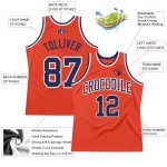 Personalized Orange Navy-White Authentic Throwback Basketball Jersey