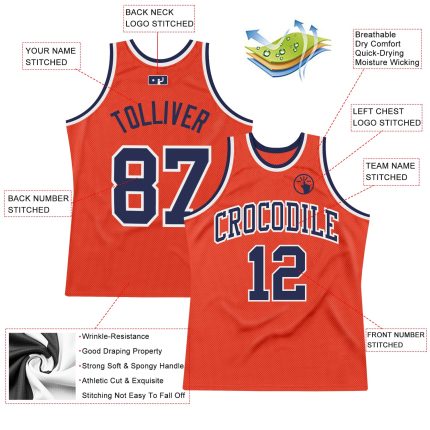 Personalized Orange Navy-White Authentic Throwback Basketball Jersey