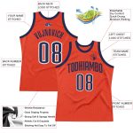 Personalized Orange Navy-White Authentic Throwback Basketball Jersey Team Custom Name and Number