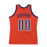 Personalized Orange Navy-White Authentic Throwback Basketball Jersey Team Custom Name and Number