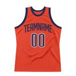 Personalized Orange Navy-White Authentic Throwback Basketball Jersey Team Custom Name and Number