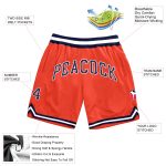 Personalized Orange Navy-White Authentic Throwback Basketball Shorts Team Custom Name and Number