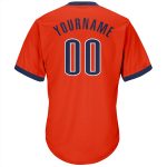 Personalized Orange Navy-White Authentic Throwback Rib-Knit Baseball Jersey Shirt