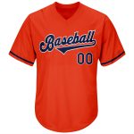 Personalized Orange Navy-White Authentic Throwback Rib-Knit Baseball Jersey Shirt Team Custom Name and Number