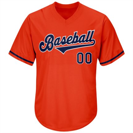 Personalized Orange Navy-White Authentic Throwback Rib-Knit Baseball Jersey Shirt Team Custom Name and Number