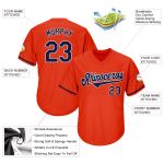 Personalized Orange Navy-White Authentic Throwback Rib-Knit Baseball Jersey Shirt Team Custom Name and Number