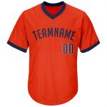 Personalized Orange Navy-White Authentic Throwback Rib-Knit Baseball Jersey Shirt