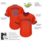 Personalized Orange Navy-White Authentic Throwback Rib-Knit Baseball Jersey Shirt