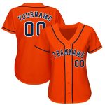 Personalized Orange Navy-White Baseball Jersey Team Custom Name and Number