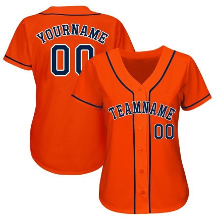 Personalized Orange Navy-White Baseball Jersey Team Custom Name and Number