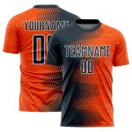 Personalized Orange Navy-White Gradient Arrow Sublimation Soccer Uniform Jersey Team Custom Name and Number