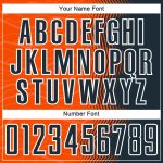 Personalized Orange Navy-White Gradient Arrow Sublimation Soccer Uniform Jersey Team Custom Name and Number