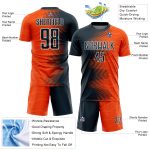 Personalized Orange Navy-White Gradient Arrow Sublimation Soccer Uniform Jersey Team Custom Name and Number