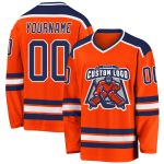 Personalized Orange Navy-White Hockey Jersey