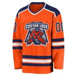 Personalized Orange Navy-White Hockey Jersey