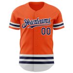 Personalized Orange Navy-White Line Authentic Baseball Jersey Team Custom Name and Number