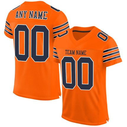 Personalized Orange Navy-White Mesh Authentic Football Jersey