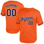Personalized Orange Navy-White Mesh Authentic Throwback Baseball Jersey Team Custom Name and Number