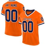 Personalized Orange Navy-White Mesh Authentic Throwback Football Jersey Team Custom Name and Number