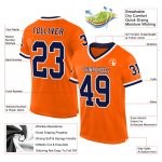 Personalized Orange Navy-White Mesh Authentic Throwback Football Jersey Team Custom Name and Number