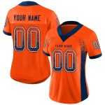 Personalized Orange Navy-White Mesh Drift Fashion Football Jersey