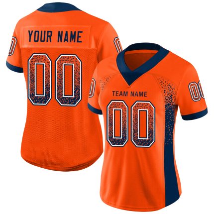 Personalized Orange Navy-White Mesh Drift Fashion Football Jersey