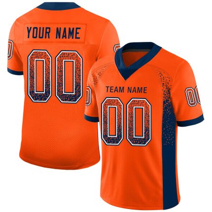 Personalized Orange Navy-White Mesh Drift Fashion Football Jersey