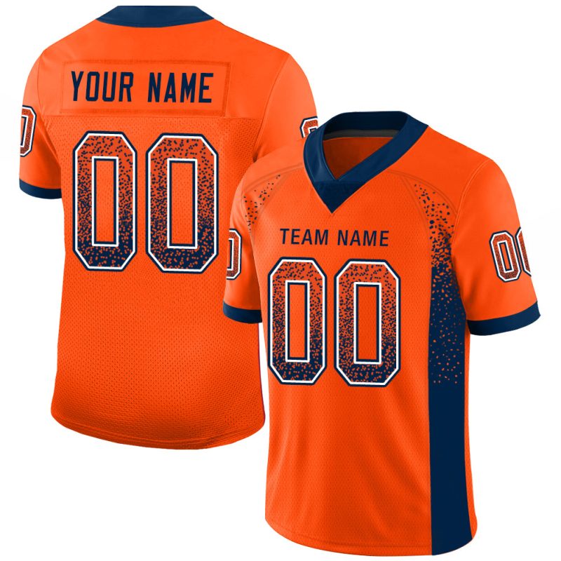 Personalized Orange Navy-White Mesh Drift Fashion Football Jersey