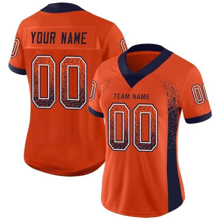Personalized Orange Navy-White Mesh Drift Fashion Football Jersey Team Custom Name and Number