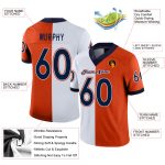 Personalized Orange Navy-White Mesh Split Fashion Football Jersey Team Custom Name and Number