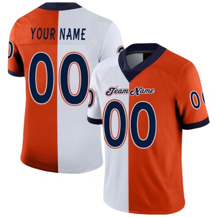 Personalized Orange Navy-White Mesh Split Fashion Football Jersey Team Custom Name and Number