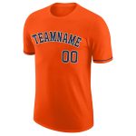 Personalized Orange Navy-White Performance T-Shirt Team Custom Name and Number