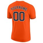Personalized Orange Navy-White Performance T-Shirt Team Custom Name and Number