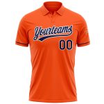 Personalized Orange Navy-White Performance Vapor Golf Polo Shirt Team Custom Name and Number