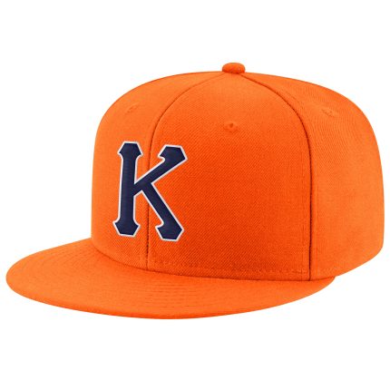 Personalized Orange Navy-White Stitched Adjustable Snapback Hat Team Custom Name and Number