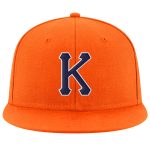 Personalized Orange Navy-White Stitched Adjustable Snapback Hat Team Custom Name and Number